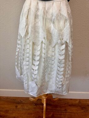 Jelous Tomato White Embroidered Midi Skirt - Elegant Layered A-Line